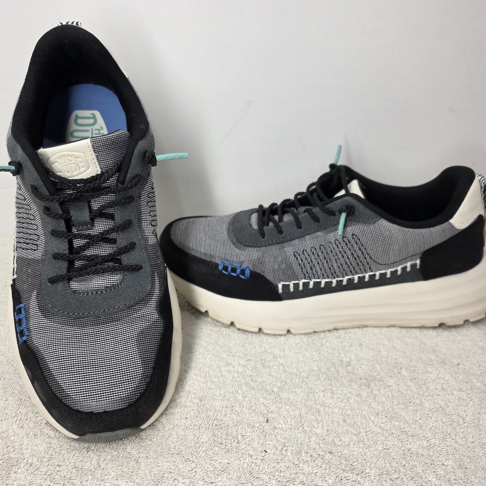 Hey Dude Women's Size W 8 Sirocco Alta W Boho Slip On Lace Sneakers Black Blue